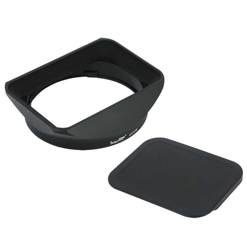 Haoge Bayonet Square Metal Lens Hood Shade with Cap for Fujifilm Fuji Fujinon XF16mmF1.4 XF 16mm F1.4 R WR Wide Angle on X-Pro2 X-Pro1 X-T2 X-T1 X-T20 X-T10 X-E2S X-A5 X-A20 X-E3 X-H1 Replace LH-XF16 - Image 1